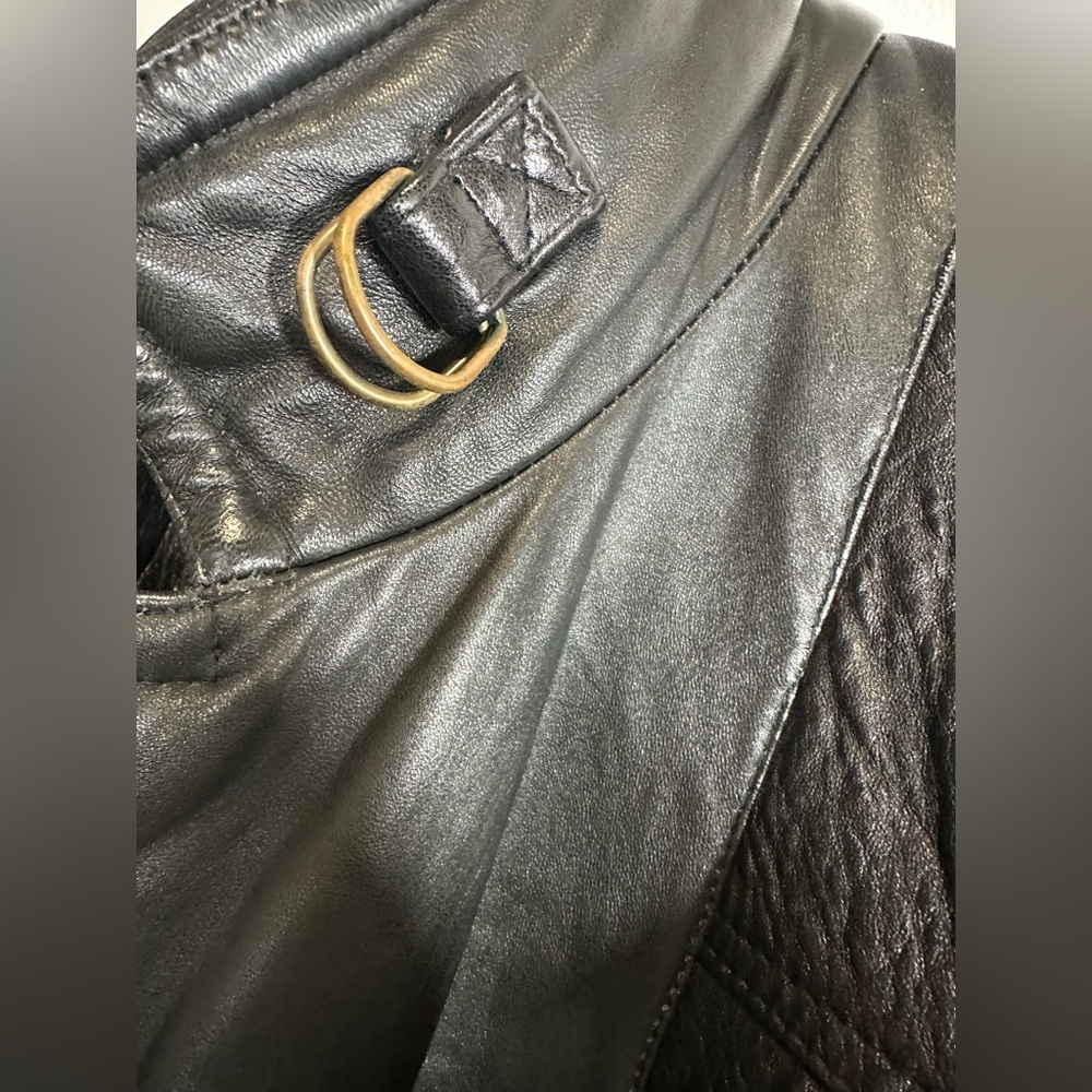 Vintage Vera Pelle Black Leather Bomber Jacket Size 54 (US 44/46) - Picture 5 of 9